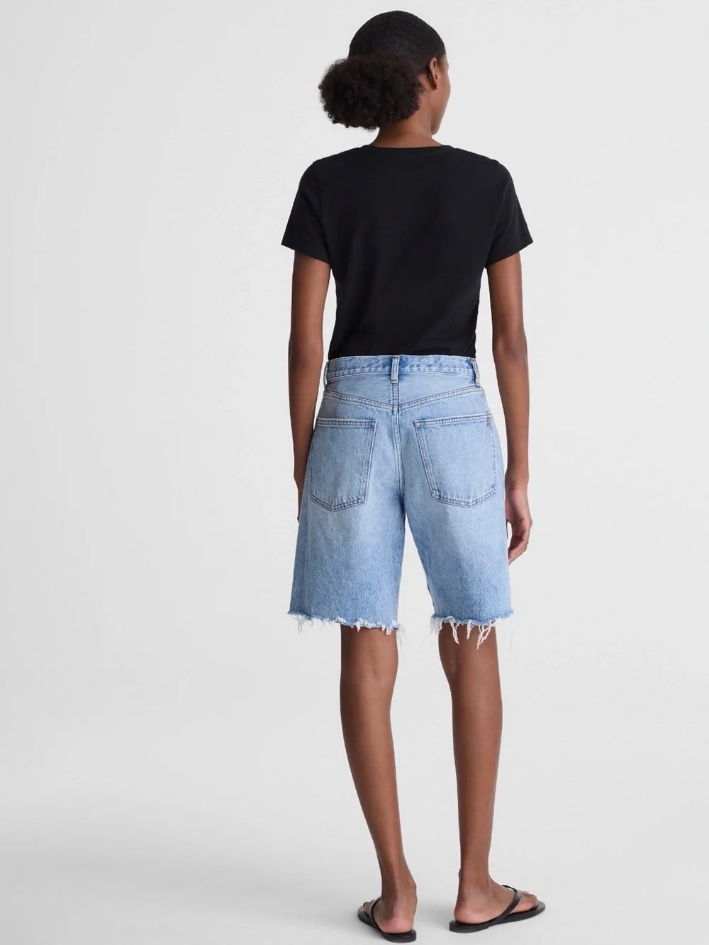 Madewell Essex Long Baggy Shorts Jorts in Londe Blue